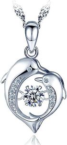 MICMIF Collar Plata Delfín Colgante con Circonita para Mujer Chicas, Collar Animales Marinos Plata de Ley 925 Joyas Regalos Originales para Esposa, Mamá, Hija, Novia