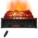 ORALNER Electric Fireplace Insert Log Set, 26-Inch Infrared Quartz Fireplace Log Heater w/Remote Control, 8H Timer, Adjustable Flame Colors, Realistic Logs for Existing Fireplaces, 1500W, Black