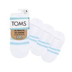 TOMS Future Stitch Ultimate No Show Socks, Invisible Socks, Non-Slip No Show Socks Men and Women, Low Cut Socks with Silicone Gripper, Compatible with Alpargata, White, Pack of 3, Medium