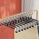 Trouser Hangers - 8 Pack Skirt Hangers with Adjustable Non Slip Clips Strong Chrome Clothes Hangers - Space Saving Pant Hangers (Black)