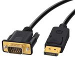 2m DP DisplayPort to VGA Cable Gold Plated HD Display Port to VGA Cord Lead Adapter Converter 1080p Male to Male Dual Mode Compatible with Laptop,Monitor,Projector,Lenovo,Dell,HP,Thinkpad,Asus,MacBook