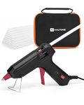 Haltons Hot Glue Gun, 20W Safe Electric Gun with 50 Melt Glue Sticks (150mm x 7mm), Perfect for DIY, Arts, Crafts and Repair, Compatible with Wood, Glass, Metal, Plastic & Fabric (Black)