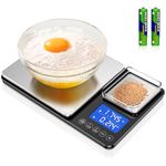 Food Scale, 15kg x 0.01g Digital Kitchen Scale Cooking and Baking, Dual Precision Food Weight Scale with Backlit LCD Display, Tare, Accumulation Function, 7 Units, Including 2 AAA Batteries