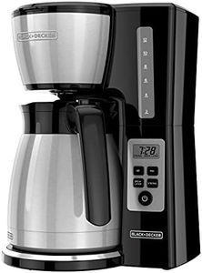 BLACK + DECKER - CM2046S 12-Cup Programmable Thermal Coffee Maker with Brew Strength and VORTEX Technology, Black and Steel, CM2046S