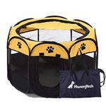 XianghuangTechnology Soft Fabric Portable Foldable Pet Dog Cat Puppy Playpen, Indoor/Outdoor use Pet Kennel Cage D31.5 x H23 inch (Yellow)