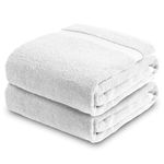 Towelogy® 100% Egyptian Cotton Super Jumbo Bath Sheet 100x180cm Spa Body Wrap Extra Large Bath Towel Hotel Quality Machine Washable (Snow White, 2)