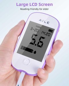 AILE Blood Glucose Test Kit – Meter, 50 Test Strips, 50 Lancets, Home Use