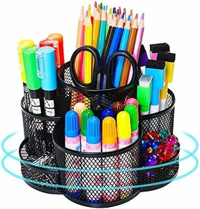 Pen Holder for Desk, 360-degree Rotating Desk Organizers with 7 Compartments –Storage 400+ Pencils, Black Desk Accessories & Workspace Organizer Mesh Desktop Caddy for Office School & Art Supplies