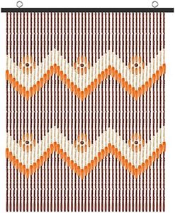 Osunnus Bamboo Beaded Curtain for Doorway Window 60 Strands Handmade Hanging Wooden Door Beads Short Hippie Curtains Room Divider for Family with Kids Pets Boho Rustic Home Decor, 35.5 x 51 Inches