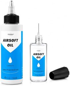 Airsoft Oil 4 oz & 1 oz Needle Oiler 100% Silicone Air Gun Oil, Multi-Purpose Airsoft Chamber Lube, All Purpose Silicone Lubricant for All Airgun