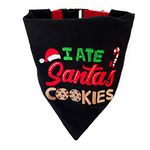 That Dog In Tuxedo Santa's Cookies Christmas Embroidered Dog Bandana with Adjustable Dog Collar/Christmas Gifts for pet Dog (M/L)