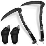 Leriton Sickle Garden Too Long Handle Black Edge Folding Sickle Grass Lawn Scythe Portable Safety Weed Remover Tools Sickle Weeder Sharp Sickle Knife with Sheath for Gardening Farming Cutting