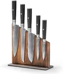 Yatoshi Magnetic Kitchen Knife Block Set 6 Pcs - Japanese 67 Layer High-Grade VG-10 Damascus Steel Knives, Sharp, G10 Handle Professional Kitchen Knife Set