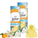 Lenor In-Wash Scent Booster Orange Blossom & Coastal Cypress 176g - Experience the Mediterranean with Crisp Notes of Coastal Cypress and Orange Blossom - 2 Pack (176gr) with Bonus Organza Bag