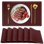 Maharsh Pu Leather Dining Table Mat Waterproof Heat Insulation Placements (Maroon, 6)