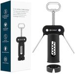 KITCHENDAO 3 in 1 Wing Corkscrew Wine Bottle Opener with Foil Cutter, Built-in Beer Bottle Opener, Multifunctional Wine Opener with Non-Stick Sharp Screw, Easy to Use, Manual Wine Corkscrew, Black
