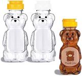 4 Pcs Honey Bear Honey Squeezable Bottles, Leak Proof Plastic Honey Dispenser Containers, Reusable Bear Juice Drink Cups, Two White Two Yellow, Can be Used in The Kitchen or on The Go