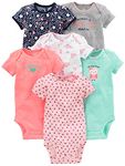 Simple Joys by Carter's Baby Girls 6-Pack Short-Sleeve Bodysuit, Pink/Mint, Newborn