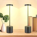 Aozebre 13.8" Cordless Table Lamp, 2PCS Rechargeable Cordless LED Table Lamp with 3 Levels Brightness, 6500mAh Portable Battery Operated Desk Lamp for Home Office Bedside Restaurants Bars - Black