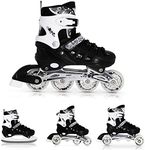 Nils Inline Skates Roller Skates Ice Skates # 4-in-1 Adjustable Inline Skates Ice Sport Hockey Girls & Boys & Women NH10905 (Black, L (39-42))