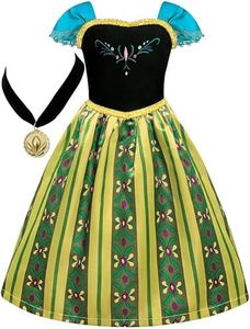 Cokos Box Girls Coronation Dress Princess Costume Necklace Accessories Birthday Dress-up Play Wear Set (Olive, 4 Years)