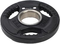 HolaHatha 2.5-Pound Olympic Rubber Coated Solid Cast Iron Weight Plate with Tri Grip Handle for Full Body Strength Training Workouts, Black