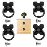 RosewineC 4 pcs Drawer Handles and Ring Pull, Vintage Metal Drawer Knobs Pulls Handles Decorative Furniture Door Drawer Handles and Ring Pull with Screws for Cabinet Wardrobe Cupboard Dresser, Black