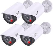 BNT Dummy Fake Security Camera, with One Red LED Light at Night, for Home and Businesses Security Indoor/Outdoor (4 Pack, White)