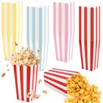 Worldity 96 Pcs Popcorn Boxes, Mini Paper Popcorn Box, White Cardboard Striped Popcorn Bags, Disposable Popcorn Box for Party, Movie Nights, Carnival, Birthday Party (Multicolor)