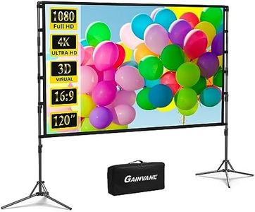 Projection Screen and Stand,GAINVANE 120 inch Portable Projector Screen Indoor Outdoor Projection Screen 16:9 4K HD Wrinkle-Free Light-Weight Movie Screen with Carry Bag for Backyard Movie Night