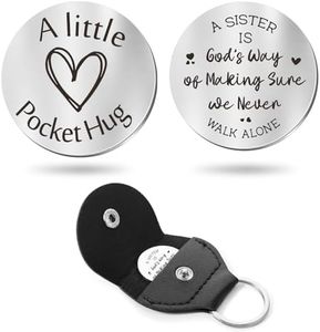 Sureio Pocket Hug Token Long Distance Relationship Keepsake Stainless Steel Double Sided Inspirational Gift with Keychain (A Sister Is God's Way)