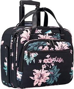 EMPSIGN Rolling Laptop Bag Women, 15.6 Inch Premium Rolling Briefcase with Wheel, 30L Roller Computer Underaeat Bag with Water-Proof RFID Pockets for Travel Business Work-Floral