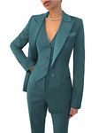 Leader of the Beauty Women's 3 Piece Office Work Suit Blazer Vest Pants Business Pants Suit Set Prom Party Suit Teal