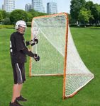 Foldable Lacrosse Goal, 6x6FT Lacrosse Net, Portable Lacrosse Goal with Steel Frame, Backyard Lacrosse Goal Net, Lacrosse Training Equipment for Kids & Youth