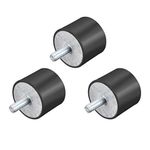 uxcell M10 Rubber Cylindrical Vibration Isolators Mounts Shock Absorber with Studs, 1.97" Diameter, 1.57" Height, 3pcs