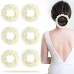 Sanas Mogra Gajra Scented 6pcs Artificial Flower Hair Accessories Scrunchies for Bun Bracelet Juda & Ponytail Wedding Jewellery Reusable Fragrance for Women 6Pcs (White)