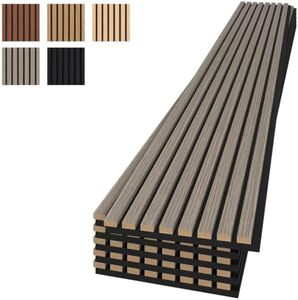 TONOR Wood Slat Panels, 6 Pack 9mm+9mm Thickened Series, Acoustic Wall Panels for Wall Decor, 96" x 12.6" (50.4sq. ft.), Acoustic Panels for Noise Cancelling, Living Room, Bedroom, Office, Grey