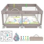 Baby Playpen, Baby Play Yard Sturdy Toddler Play Pen Indoor Outdoor Safty Infant Playard Kids Play Pen with Ocean Balls and Baby Play Mat Baby Activity Center 150 x 150 cm