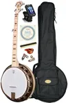 Deering Goodtime 2 5-String Maple Resonator Bluegrass Banjo Art Deco Inlay Bronze Powder Coat Hardware with Instrument Alley Bag, Tuner, Strings, Mute, Picks, Strap Bundle Package - Made in the USA