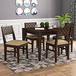 Chetan Interiors Solid Sheesham Wood 4 Seater Dining Table Set (Pure Sheesham Wood) (CNC Floral, Walnut)