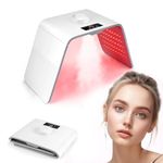 LED Face Light Therapy Mask, Spray Deep Hydration, 7 Colors LED Face Mask for Acne Treatment, Foldable Lightweight Facial Red Light Therapy for Home Beauty Salon