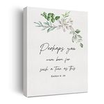 Bible Verse Watercolor Canvas Print Decor Perhaps You Were Born Esther 4 : 14 Floral Wall Painting Posters Artwork 12”X15” Modern Home Decoration (Framed)