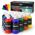 Magicfly Acrylic Paints Set (280 ml/9.47 fl oz.) 14 x 280ml Large Bottles Rich Pigment Colours, Non-Fading, Non-Toxic, Waterproof Acrylic Paint Supplies for Adults, Professionals artist and Beginners