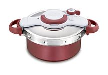 Tefal Clipso Minut Duo Pressure Cooker 5 Litres Aluminium with 5 Safety Systems and Easy One Hand Closing Grey/Red