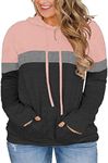 VISLILY Plus Size Shirts for Women 3X Long Sleeve Hoodies Winter Sweatshirts Pink 22W