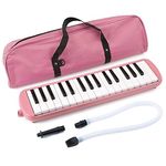 32 Key Melodica Instrument with Mouthpiece Air Piano Keyboard (Pink)