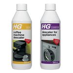 HG Coffee Machine Descaler, Scale Remover for Coffee Pod Machines & More, Biodegradable & Citric Acid Formula - 500ml + HG Descaler for Appliances, Coffee Machines, Removes Scale & Limescale - 500ml