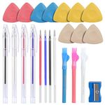 CampTek Tailors Chalk,Sewing Fabric Markers&Tracing Tools,10Pcs Tailor'S Chalk,4Pcs Heat Erasable Fabric Marking Pens With 4 Refills,3 Pcs Sewing Fabric Pencils,Blue