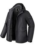 Pioneer Camp Men's Winter Coat Waterproof Fleece Lined Warm Winter Jacket with 9 Pockets Insulated Windproof Hooded Parka Black L