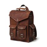 MaheTri Leather Backpack Shoulder Rucksack Laptop Leather Backpack, Vintage Brown, Large, Vintage